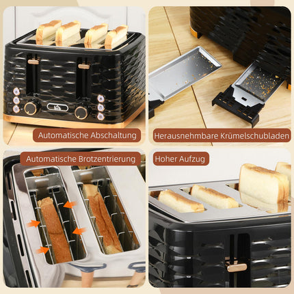 4-Slice Toaster, Wave Design, Multi-Function, Black