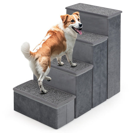 4-Step Dog Stairs Non-Slip Foldable Dog Ramp Portable Pet Climbing Ladder