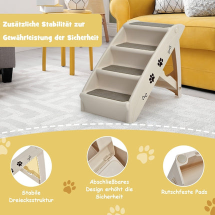 4-Step Foldable Pet Ladder, Non-Slip, 62.5 x 38 x 49 cm