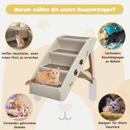 4-Step Foldable Pet Ladder, Non-Slip, 62.5 x 38 x 49 cm