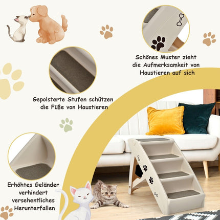 4-Step Foldable Pet Ladder, Non-Slip, 62.5 x 38 x 49 cm