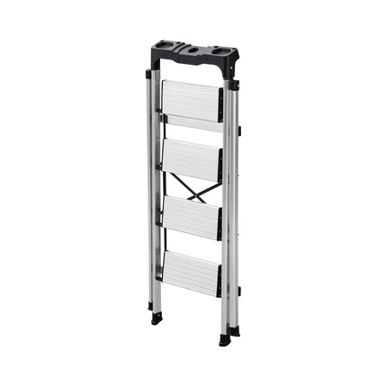4-Step Folding Aluminum Ladder, 150 kg, Anti-Slip Steps