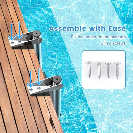 4-Step Telescoping Boat Ladder, 304 Stainless, 500 lb