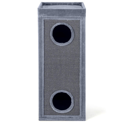 4-Story Cat Condo with Scratching Posts, Light Grey