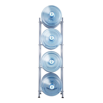 4-Tier 5-Gallon Water Jug Rack, Holds 4 Bottles, Silver