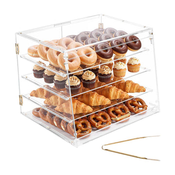 4-Tier Acrylic Bakery Display Case, Magnetic Rear Door
