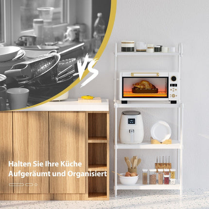 4-Tier Adjustable Kitchen Shelf Rack, 59x34x136 cm, White