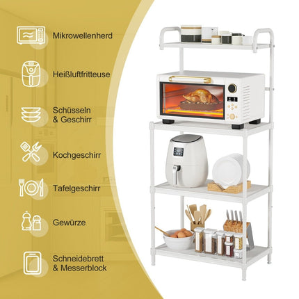 4-Tier Adjustable Kitchen Shelf Rack, 59x34x136 cm, White