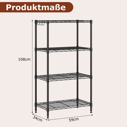 4-Tier Adjustable Metal Storage Shelf – Heavy Duty