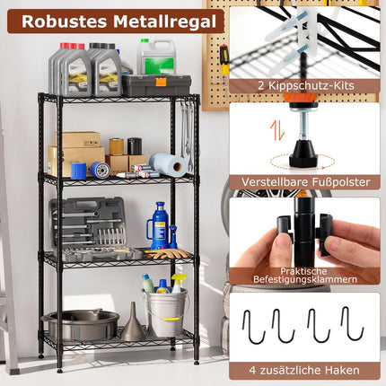 4-Tier Adjustable Metal Storage Shelf – Heavy Duty