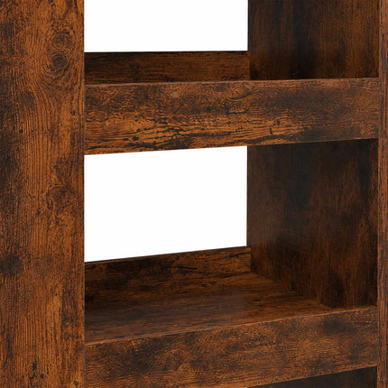 4-Tier Brown Kitchen Trolley with Shelves & Compartments