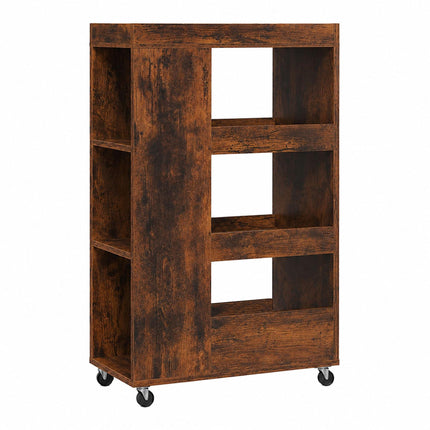 4-Tier Brown Kitchen Trolley with Shelves & Compartments