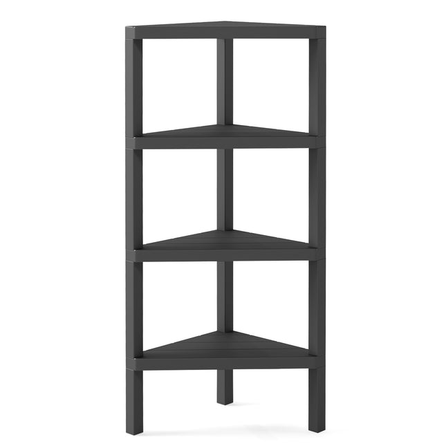4-Tier Corner Bookshelf with Open Slatted Shelves, Black