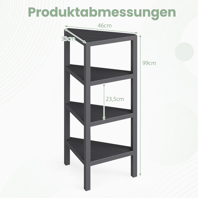 4-Tier Corner Bookshelf with Open Slatted Shelves, Black
