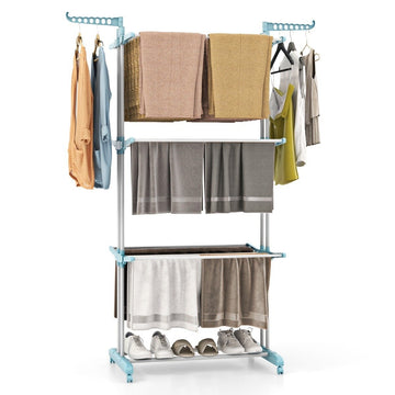 4-Tier Foldable Clothes Drying Rack with Rotating Wings