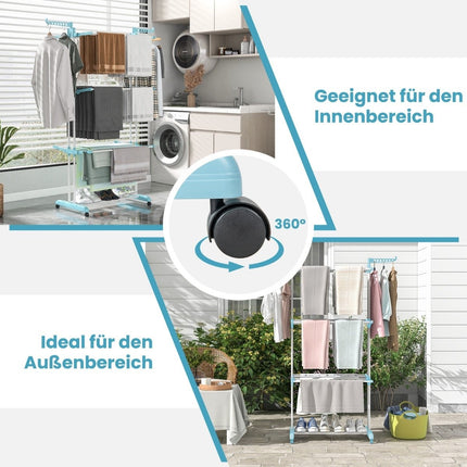 4-Tier Foldable Clothes Drying Rack with Wheels