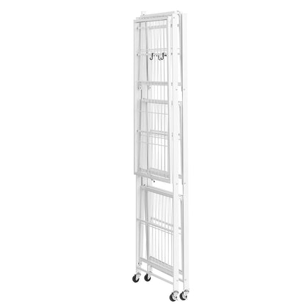 4-Tier Folding Metal Shelving Unit With Wheels, 36x21x60