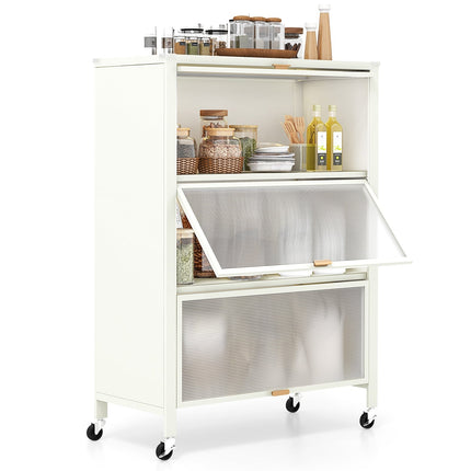 4-Tier Kitchen Rack with Wheels and Folding Doors