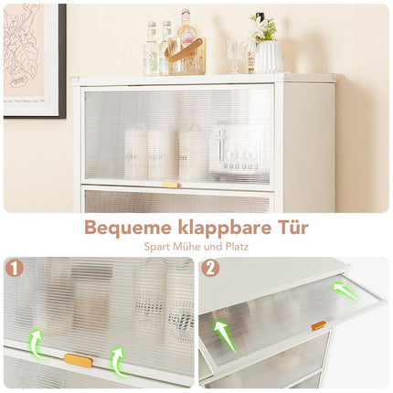 4-Tier Kitchen Rack with Wheels and Folding Doors