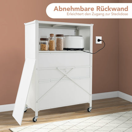 4-Tier Kitchen Rack with Wheels and Folding Doors