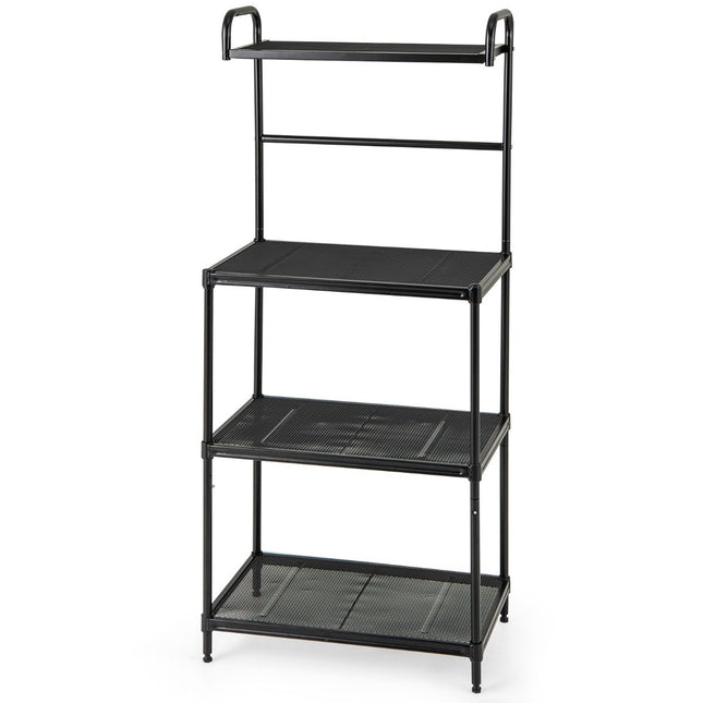 4-Tier Metal Kitchen Shelf with Adjustable Shelves, Black