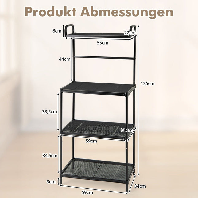 4-Tier Metal Kitchen Shelf with Adjustable Shelves, Black