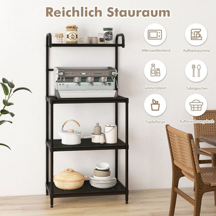 4-Tier Metal Kitchen Shelf with Adjustable Shelves, Black