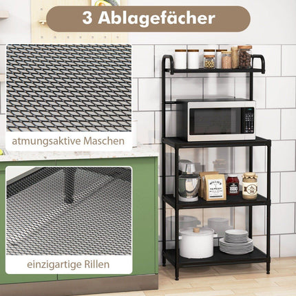 4-Tier Metal Kitchen Shelf with Adjustable Shelves, Black