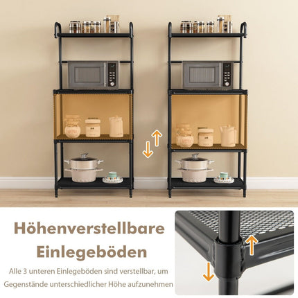 4-Tier Metal Kitchen Shelf with Adjustable Shelves, Black