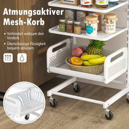 4-Tier Metal Rolling Cart with Adjustable Shelves, White