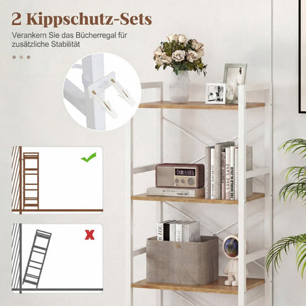 4-Tier Narrow Bookshelf with Metal Frame, 41.5x27.5x100 cm
