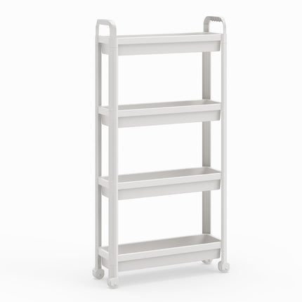 4-Tier Narrow Rolling Kitchen Cart with Handles, White