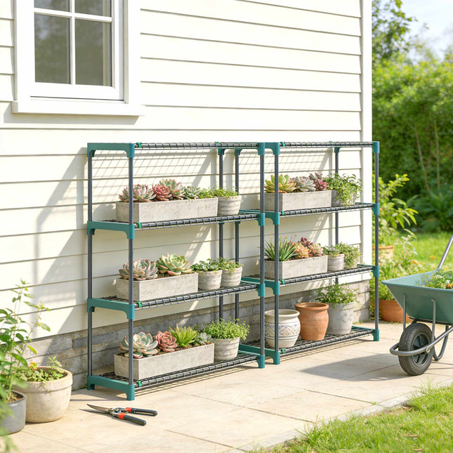 4-Tier Plant Stand Set, Indoor Outdoor Steel, 104 cm