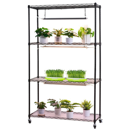 4-Tier Plant Stand with Full-Spectrum Grow Lights, Wheels