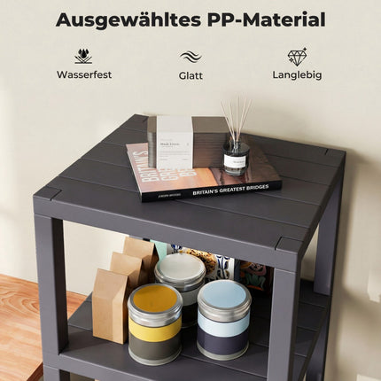 4-Tier Plastic Storage Shelf, Grey, 38x32.5x99 cm