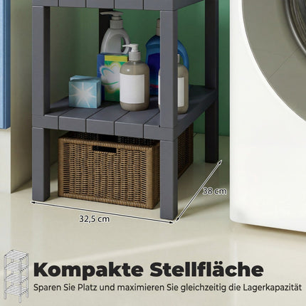 4-Tier Plastic Storage Shelf, Grey, 38x32.5x99 cm