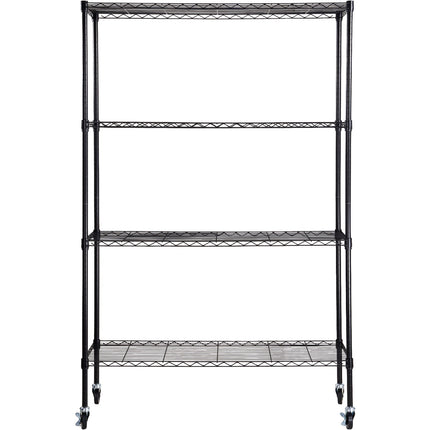 4-Tier Rolling Wire Shelving Unit, 700 lb, Black