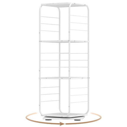 4-Tier Rotating Bookshelf, Metal Frame, 360 Swivel, White
