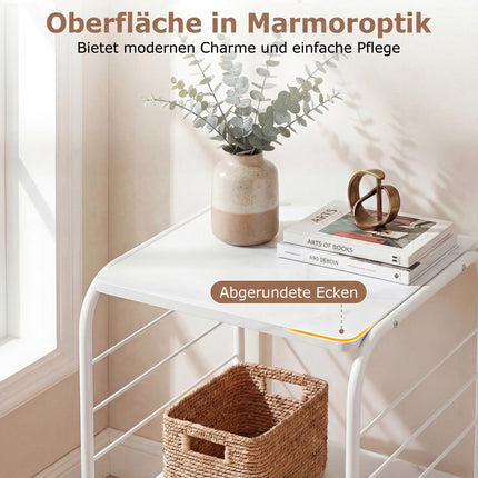 4-Tier Rotating Bookshelf, Metal Frame, 360 Swivel, White