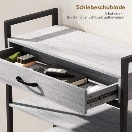 4-Tier Shoe Rack with Drawer, Holds 9 Pairs, Gray
