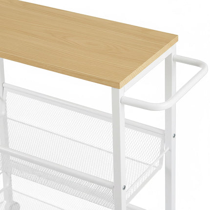 4-Tier Slim Kitchen Trolley – Metal & Wood Finish