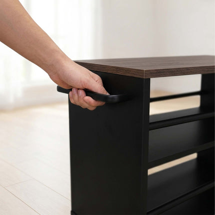 4-Tier Slim Trolley, Black – Engineered Wood & Iron