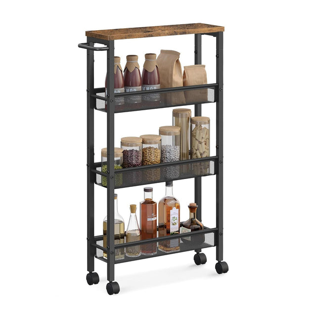 4-Tier Slim Trolley for Kitchen or Bathroom Storage