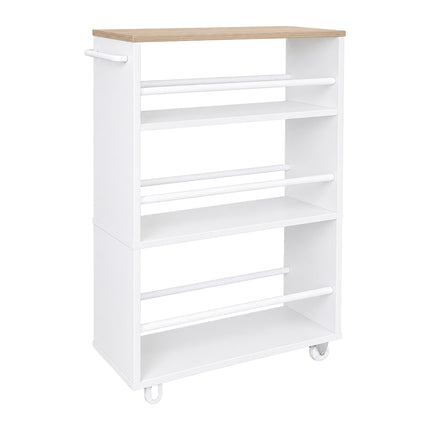 4-Tier Slim Trolley with Handle – Natural White