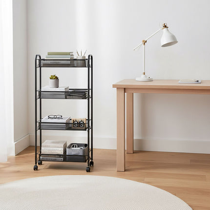 4-Tier Storage Trolley Cart, 360 Swivel Casters