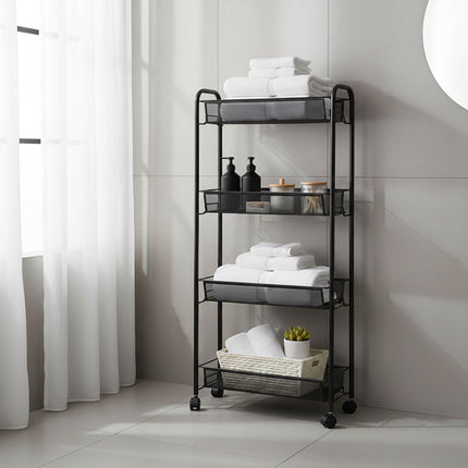 4-Tier Storage Trolley Cart, 360 Swivel Casters
