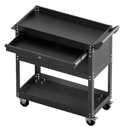 4-Tier Tool Cart with Wheels, Locking Drawer, Pegboard