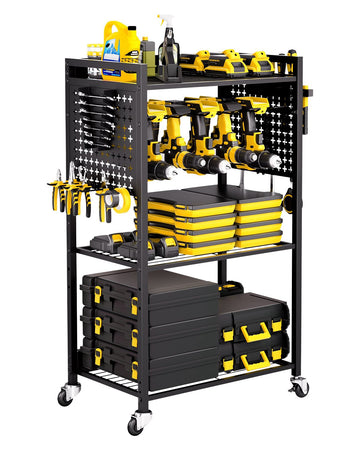 4-Tier Tool Organizer Cart, 150 lb Rolling Drill Holder