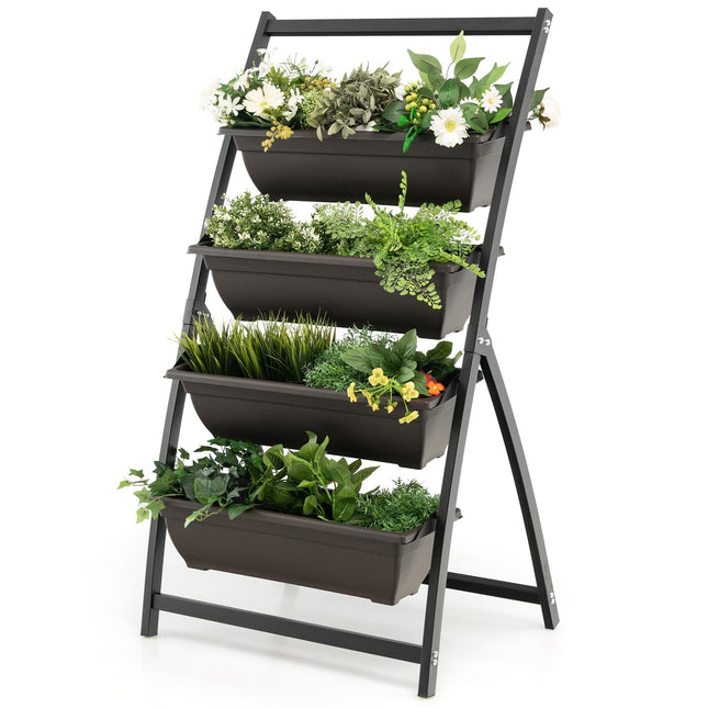 4-Tier Vertical Planter with Removable Boxes & Drainage