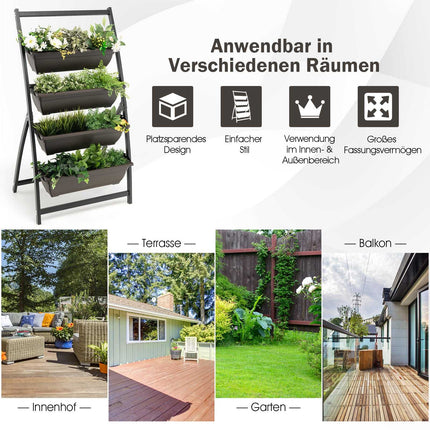 4-Tier Vertical Planter with Removable Boxes & Drainage